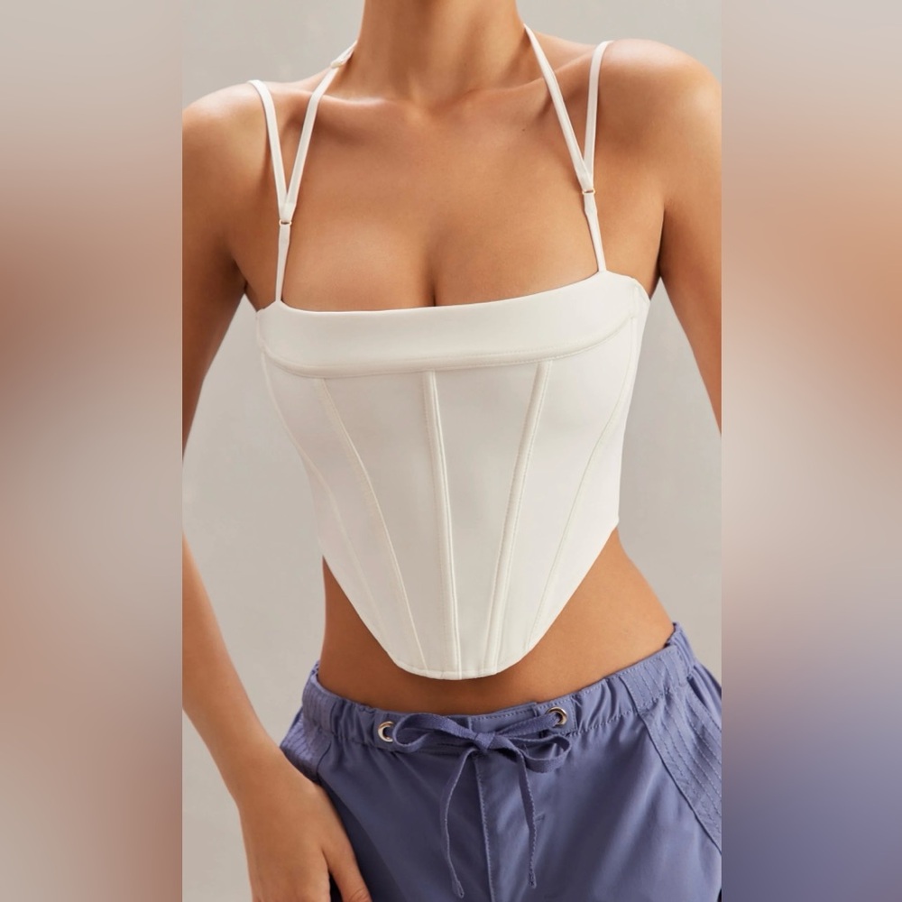 Oh Polly CENTAINE Square Neck Corset Top in Ivory - Size 2 - Original Price $55